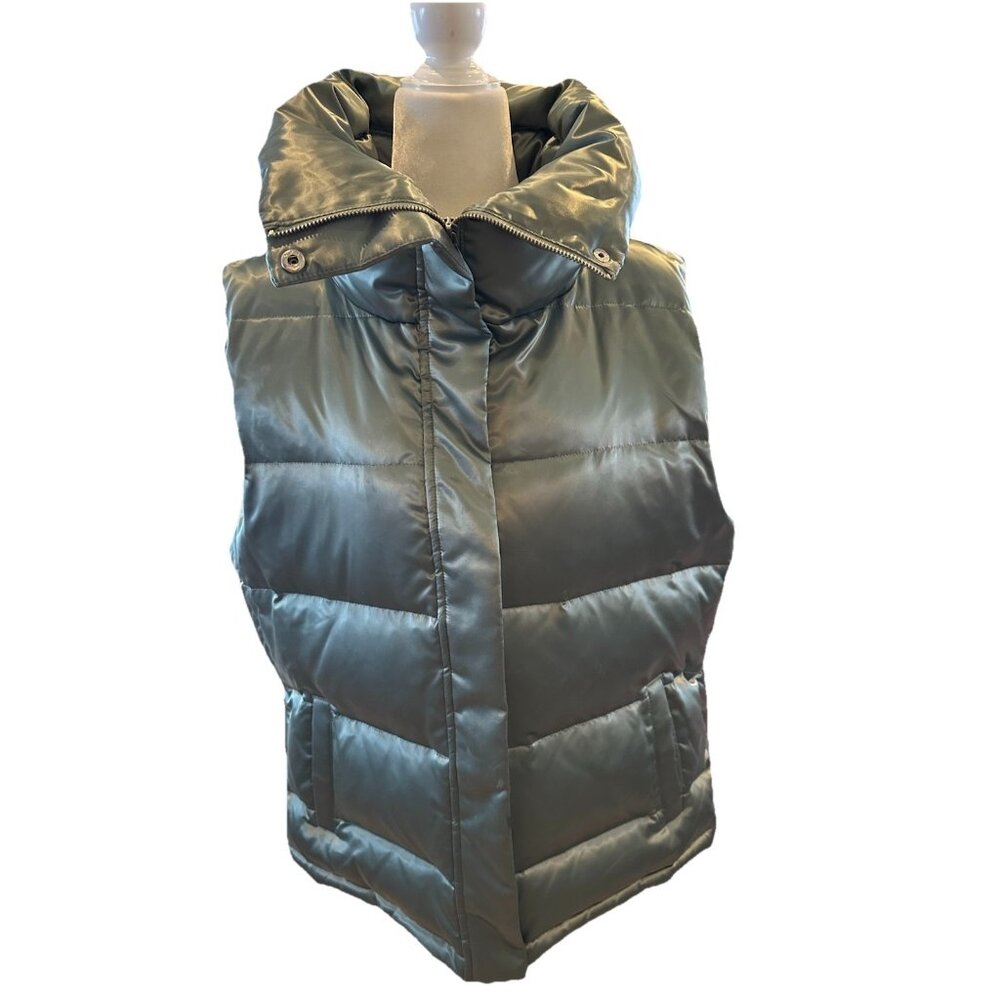 Talbots  Duck Down Puffer Vest Metallic Green Women's Size XLarge